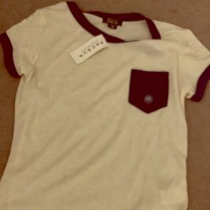 Blue and cream short tee crop top